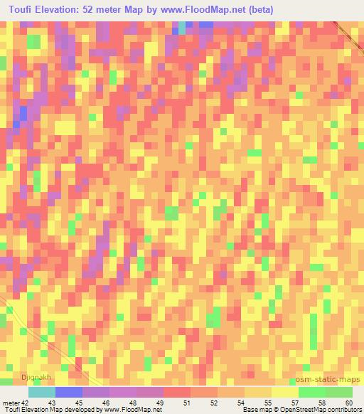 Toufi,Senegal Elevation Map