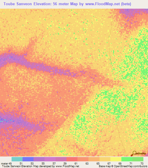 Toube Sanveon,Senegal Elevation Map