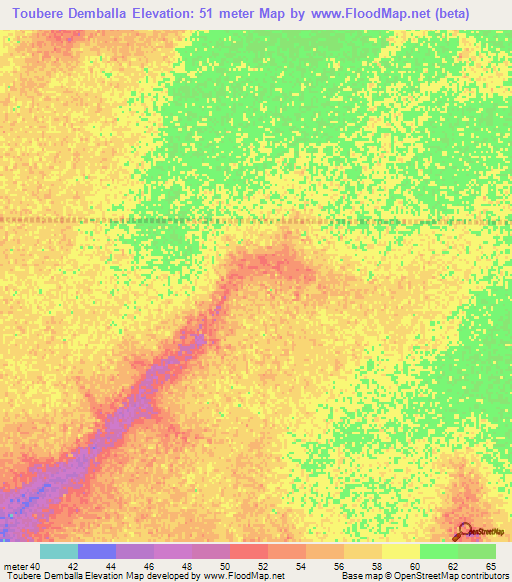 Toubere Demballa,Senegal Elevation Map
