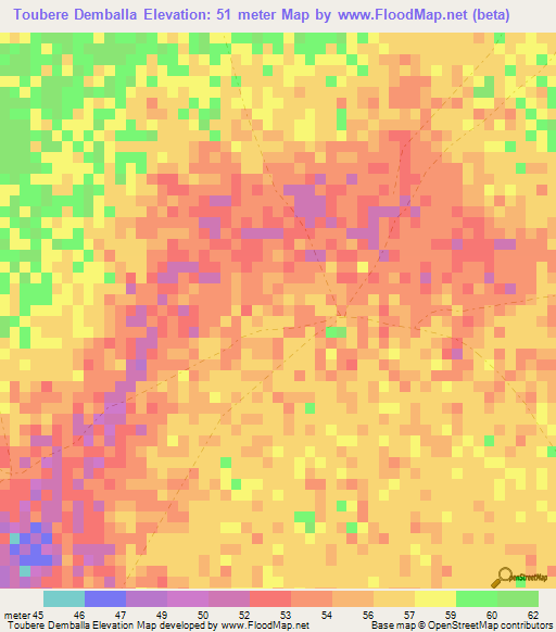 Toubere Demballa,Senegal Elevation Map
