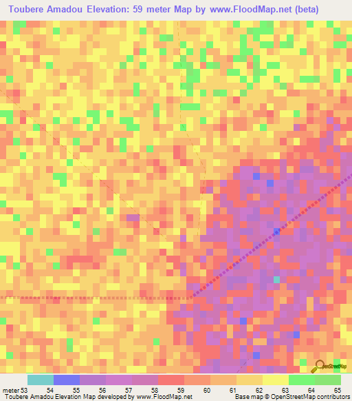 Toubere Amadou,Senegal Elevation Map