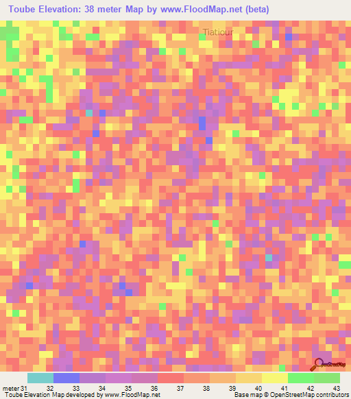 Toube,Senegal Elevation Map