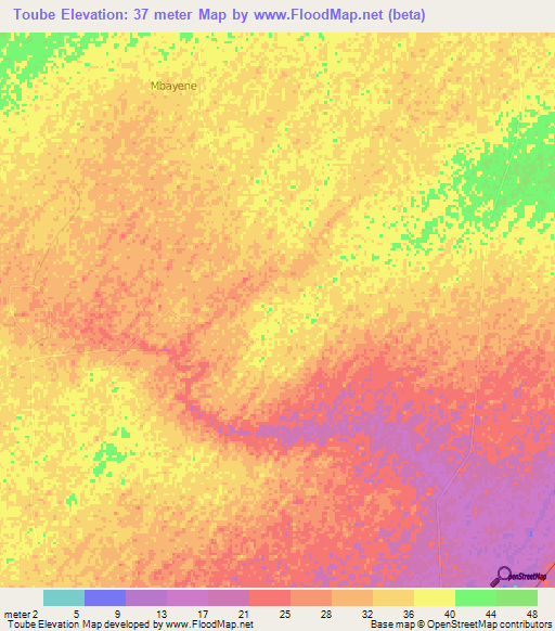 Toube,Senegal Elevation Map