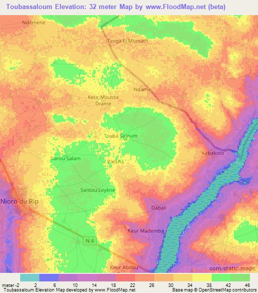 Toubassaloum,Senegal Elevation Map