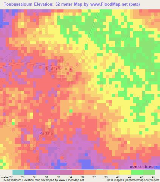 Toubassaloum,Senegal Elevation Map