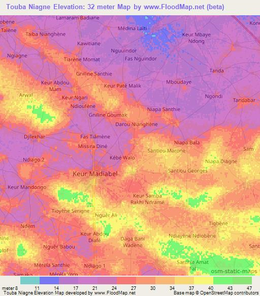 Touba Niagne,Senegal Elevation Map