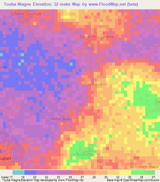 Touba Niagne,Senegal Elevation Map