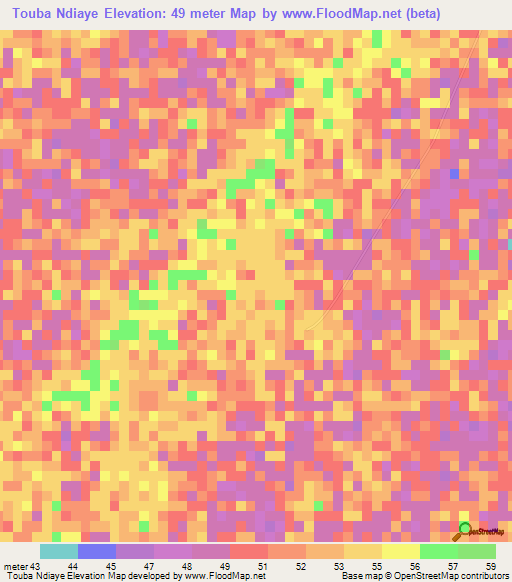 Touba Ndiaye,Senegal Elevation Map