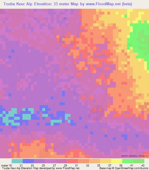 Touba Keur Aip,Senegal Elevation Map