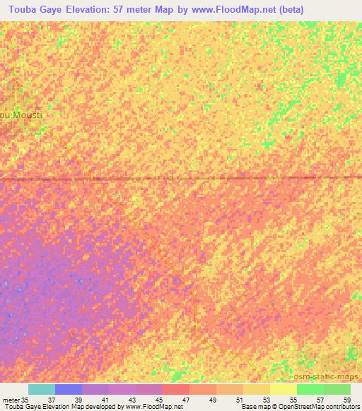 Touba Gaye,Senegal Elevation Map