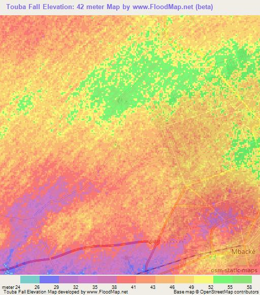 Touba Fall,Senegal Elevation Map
