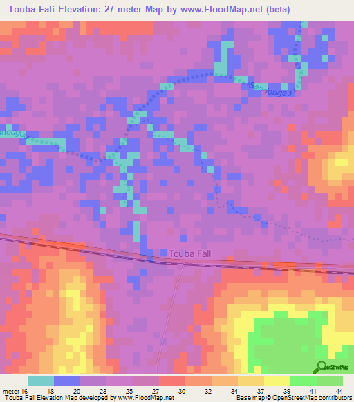 Touba Fali,Senegal Elevation Map
