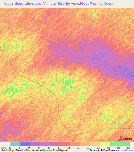Touba Bogo,Senegal Elevation Map