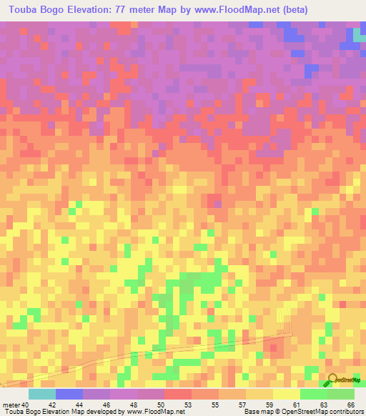 Touba Bogo,Senegal Elevation Map