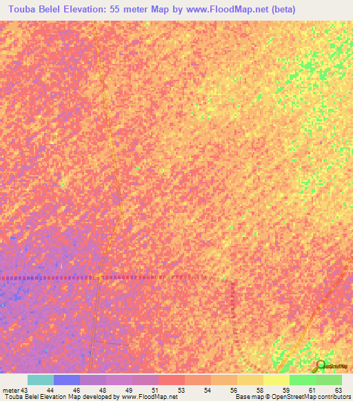 Touba Belel,Senegal Elevation Map