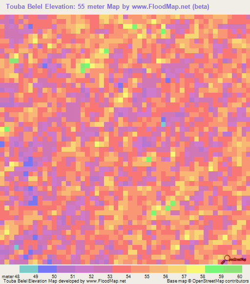 Touba Belel,Senegal Elevation Map