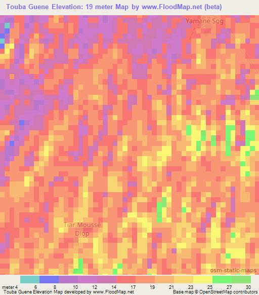 Touba Guene,Senegal Elevation Map