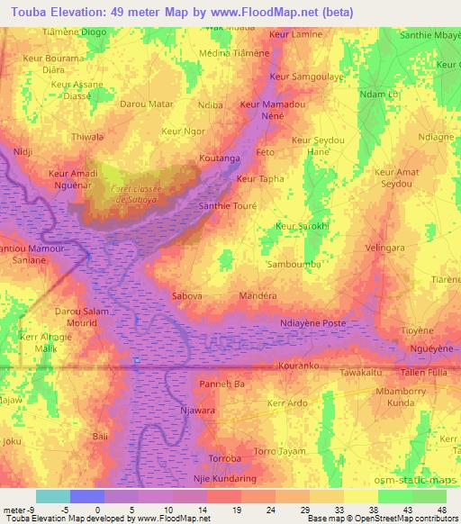 Touba,Senegal Elevation Map