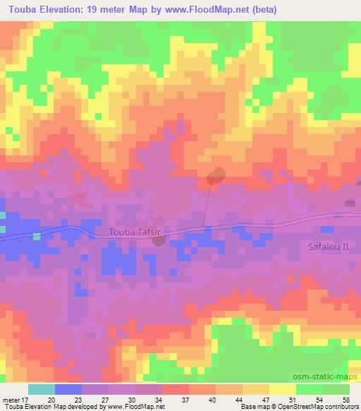 Touba,Senegal Elevation Map