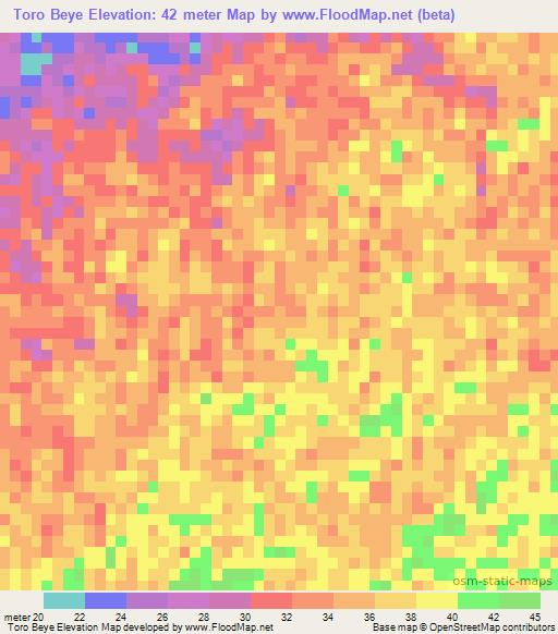 Toro Beye,Senegal Elevation Map