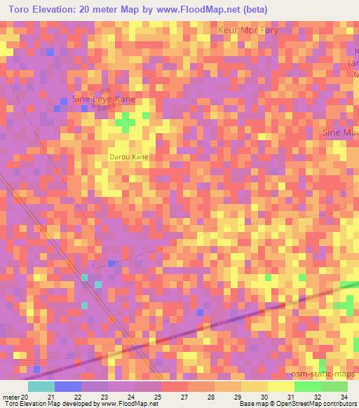 Toro,Senegal Elevation Map