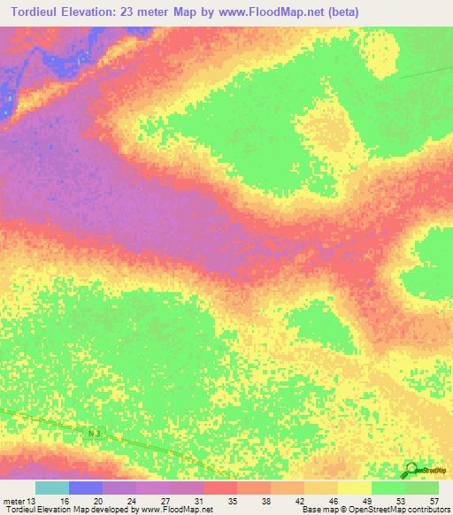 Tordieul,Senegal Elevation Map