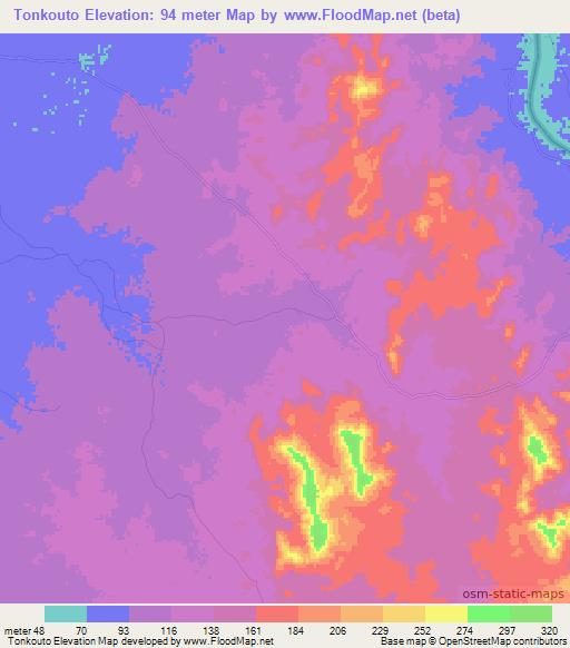 Tonkouto,Senegal Elevation Map