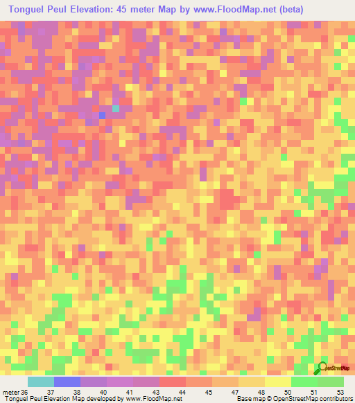 Tonguel Peul,Senegal Elevation Map