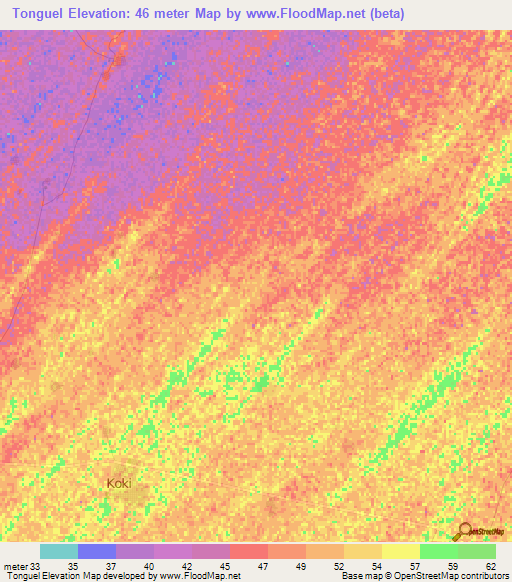 Tonguel,Senegal Elevation Map