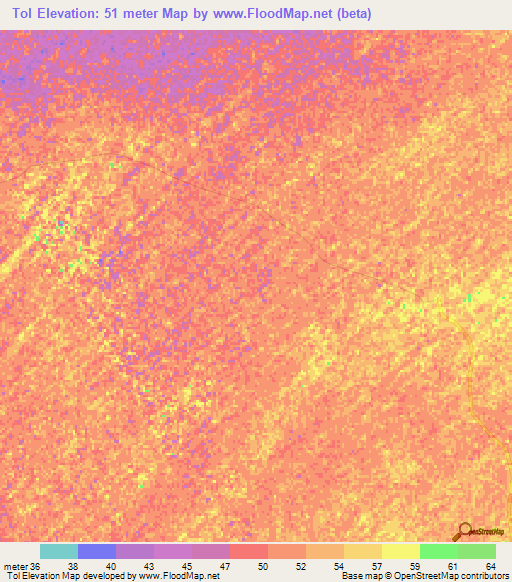 Tol,Senegal Elevation Map