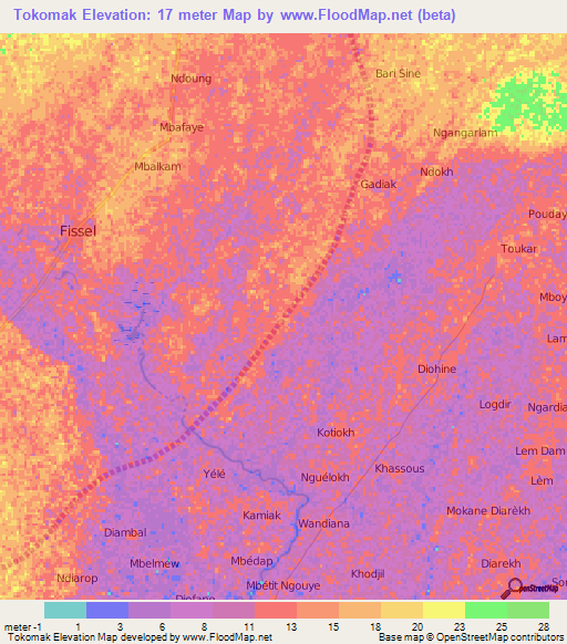 Tokomak,Senegal Elevation Map