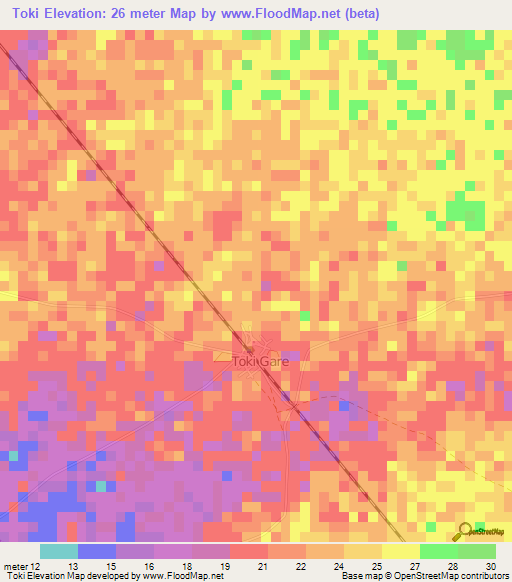 Toki,Senegal Elevation Map