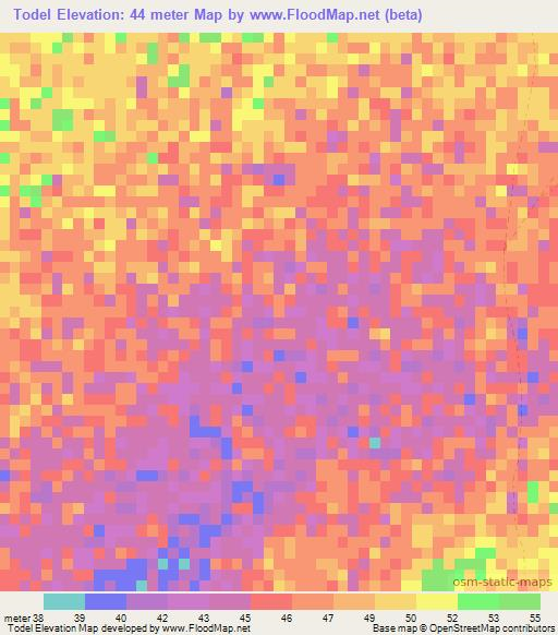 Todel,Senegal Elevation Map