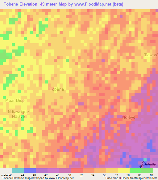 Tobene,Senegal Elevation Map