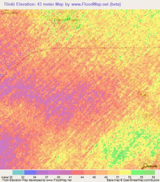 Tlioki,Senegal Elevation Map