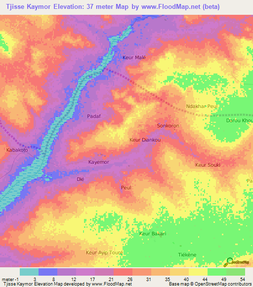 Tjisse Kaymor,Senegal Elevation Map