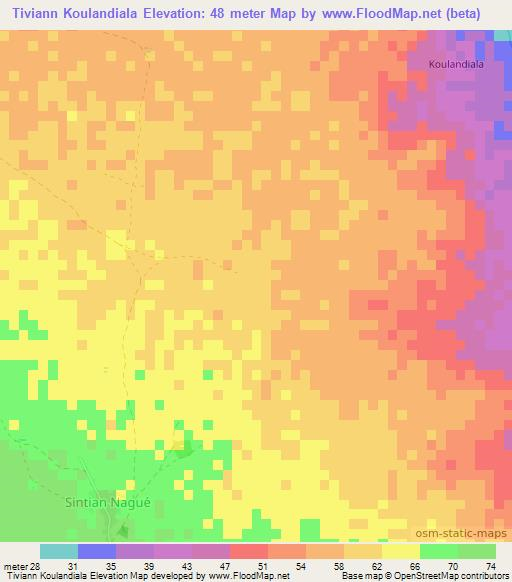 Tiviann Koulandiala,Senegal Elevation Map