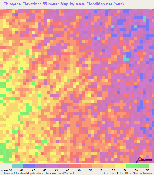 Thioyene,Senegal Elevation Map