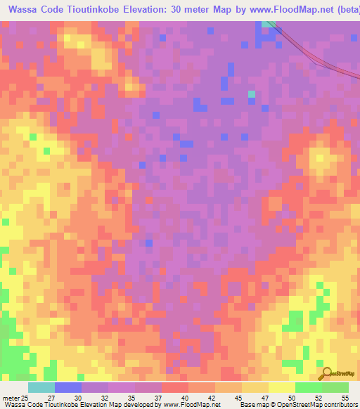 Wassa Code Tioutinkobe,Senegal Elevation Map