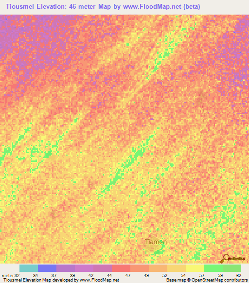 Tiousmel,Senegal Elevation Map