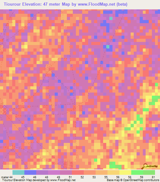 Tiourour,Senegal Elevation Map