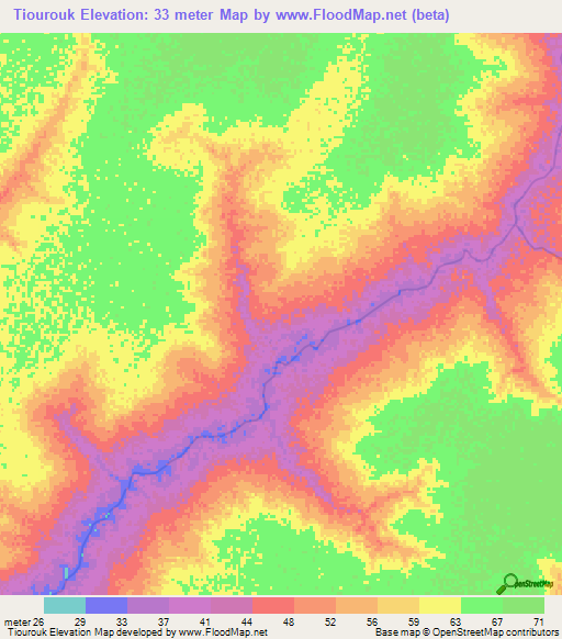 Tiourouk,Senegal Elevation Map