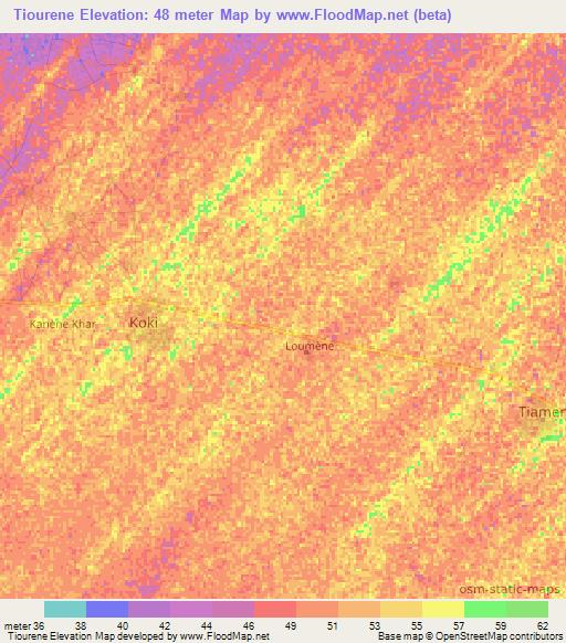 Tiourene,Senegal Elevation Map