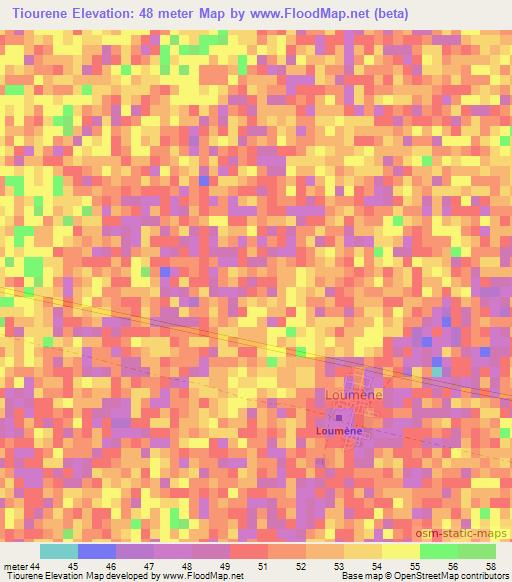 Tiourene,Senegal Elevation Map