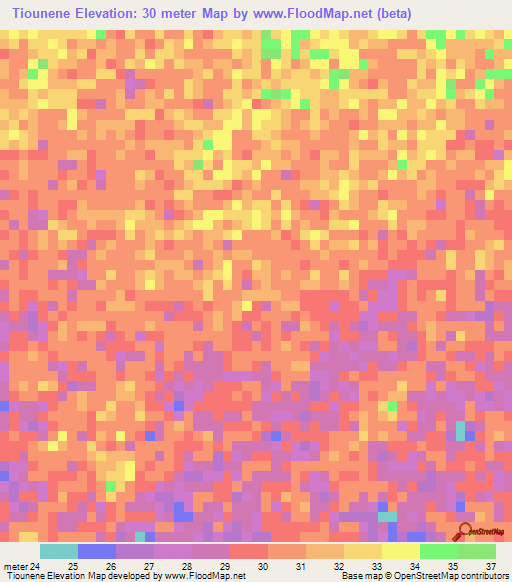 Tiounene,Senegal Elevation Map