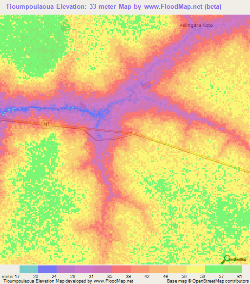 Tioumpoulaoua,Senegal Elevation Map