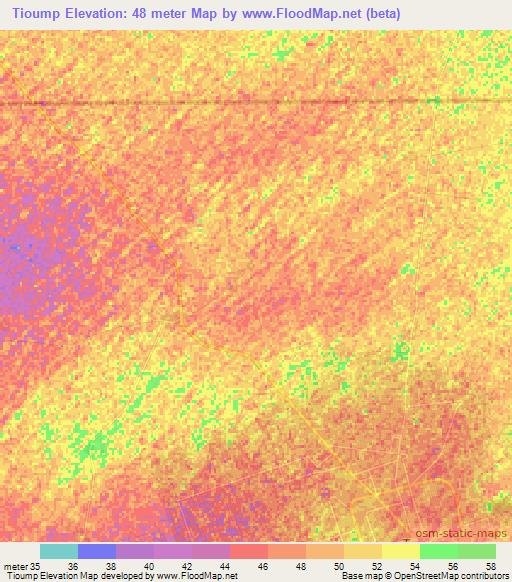 Tioump,Senegal Elevation Map