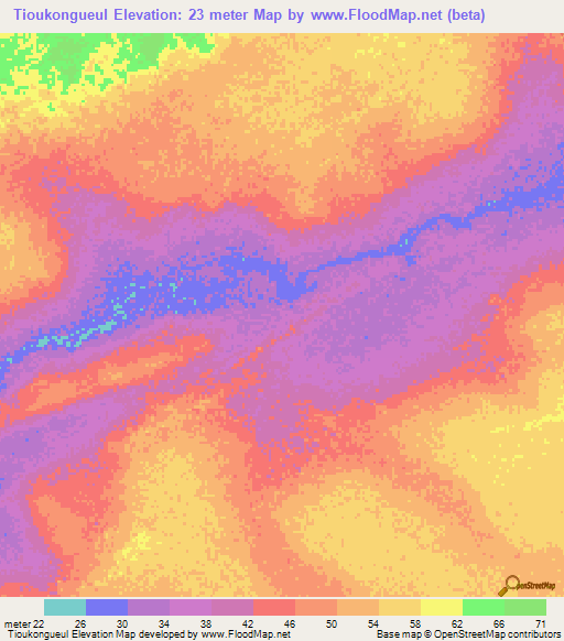 Tioukongueul,Senegal Elevation Map