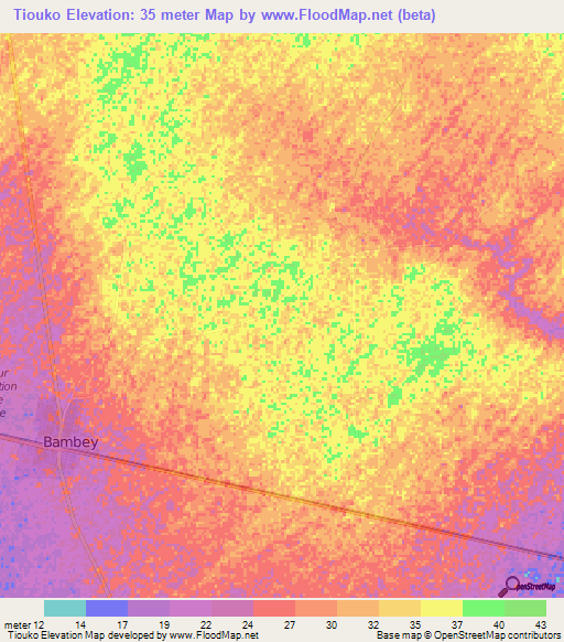 Tiouko,Senegal Elevation Map