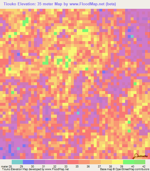 Tiouko,Senegal Elevation Map